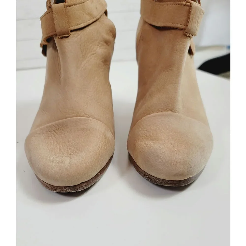 Rag & Bone Harrow Suede Leather Ankle Boots in Camel, sz 39.5 EU/ 9.5 US